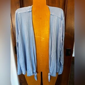 Light Blue Open Cardigan light cotton knit tie front Kim Gravel BELLE Large